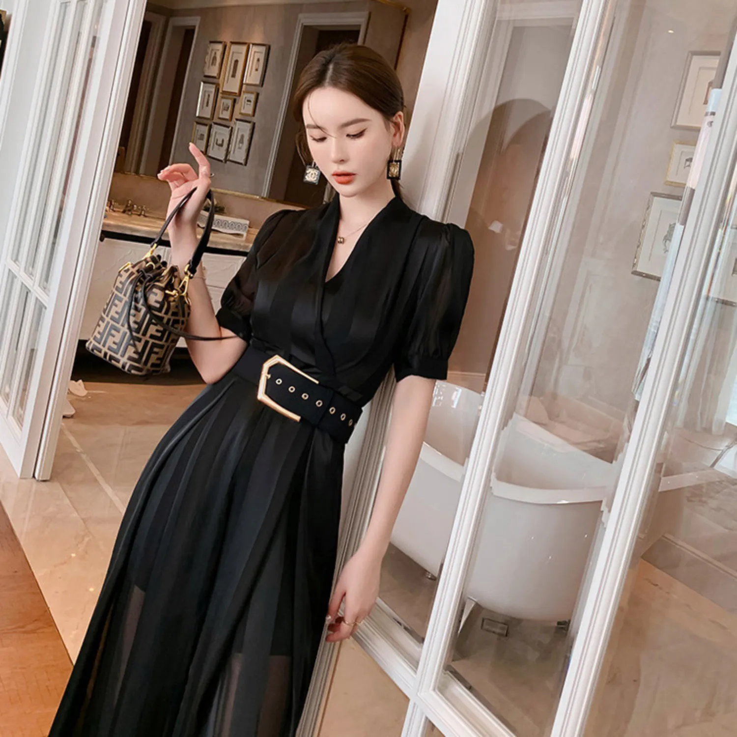 Wide Leg Wrap Jumpsuit With a Belt