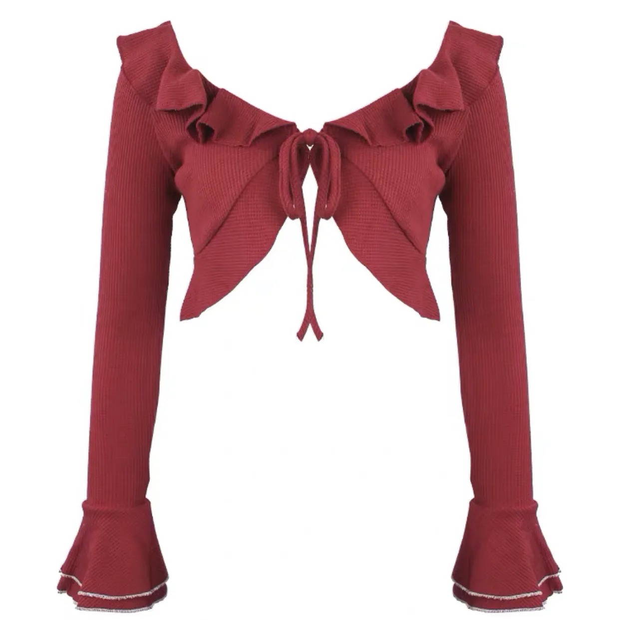 Wine red Cardigan & Vest Set AD21185
