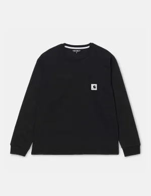 Womens Carhartt-WIP Pocket Long Sleeve T-Shirt - Black/Ash Heather