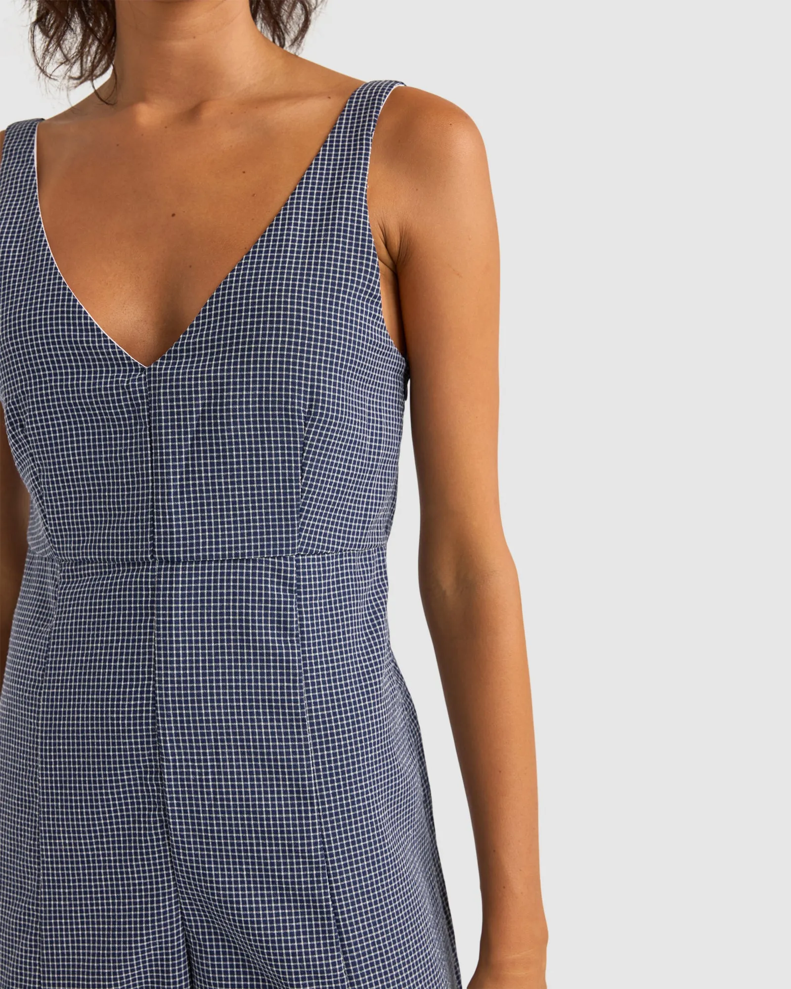 WOMENS CHECK WIDE LEG JUMPSUIT