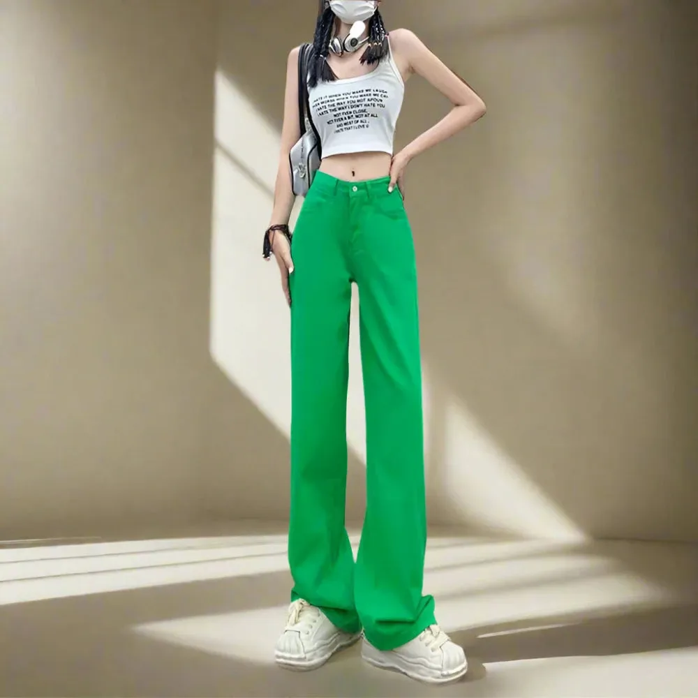 Womens Wide Leg Straight Denim Jeans