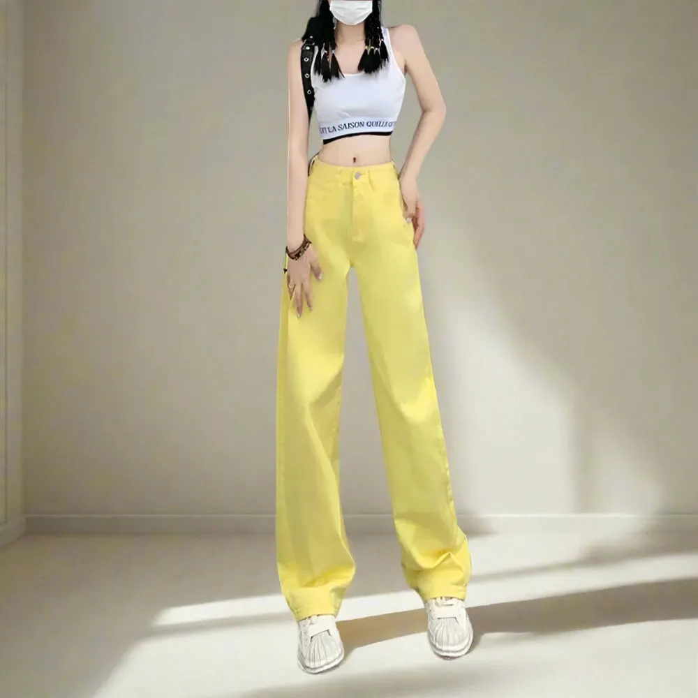 Womens Wide Leg Straight Denim Jeans