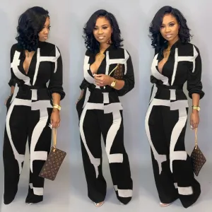 Yeknu New Fashion Jumpsuit For Women Dot Black White Rompers Button Up Self Belted Pockets Womens Jumpsuit Casual Loose Romper